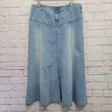 VTG Faded Glory Denim A-Line Maxi Skirt 36" Waist Lt Wash 90s Y2K Flare Prairie