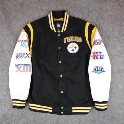 Pittsburgh Steelers Jacket Mens XL Black Varsity Bomber NFL Super