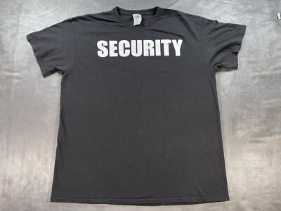 Black Large 2 Sided SECURITY bouncer Party Protection Awareness Shirt