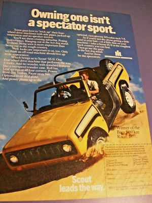 1977 IH International Scout II mid-size-mag car/ truck ad -''spectacular''