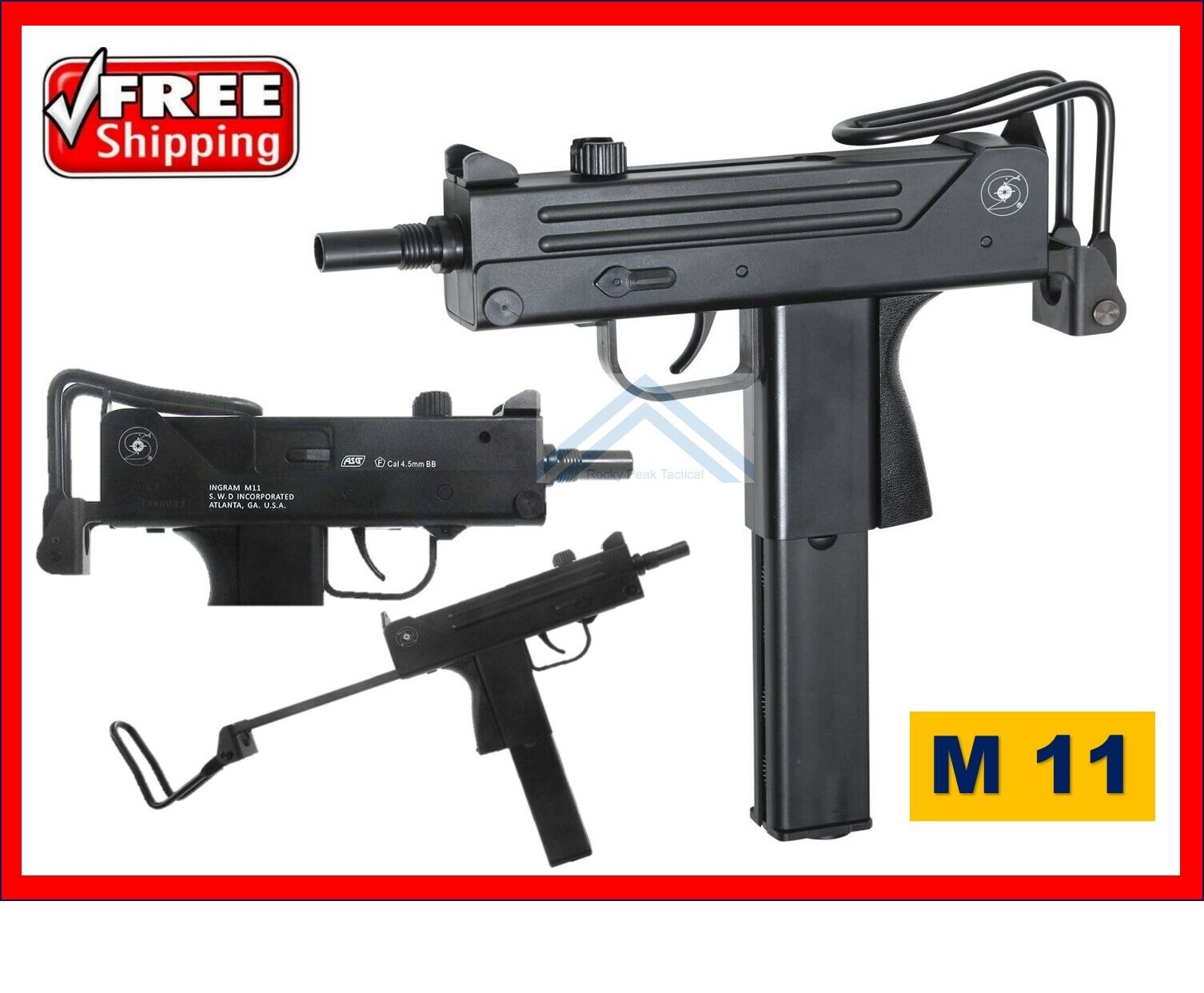 Tactical ASG Ingram M11 Pistol Rifle .177 Cal CO2 BB Semi-Auto Air Machine Gun