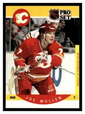 1990 Pro Set  #40b Joe Mullen - Calgary Flames  VAR Traded stripe on front