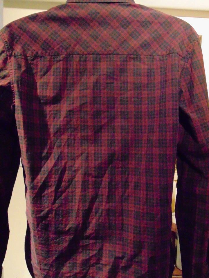 Camisa grande English Laundry para hombre roja/negra a cuadros manga larga puño abatible Foto 4 de 4