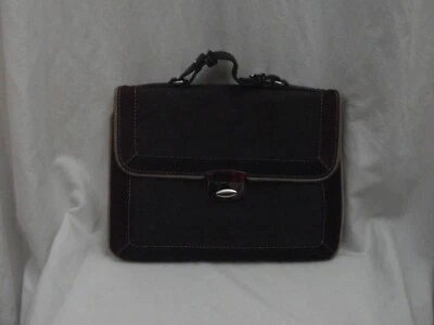 petit cartable à rabat "Zara" en daim beige/marron et fermeture métallique - Photo 1/3