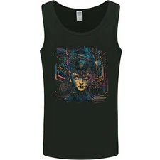 Futuristic Cyberpunk Girl Crypto Alien, Mens Vest Tank Top
