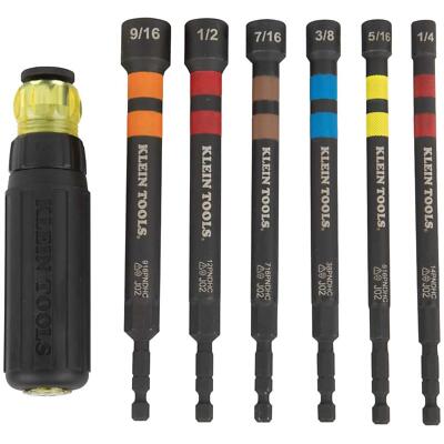 Klein Tools 32950 Hollow Magnetic Color-Coded Ratcheting Power Nut Driver, 7 Pc.