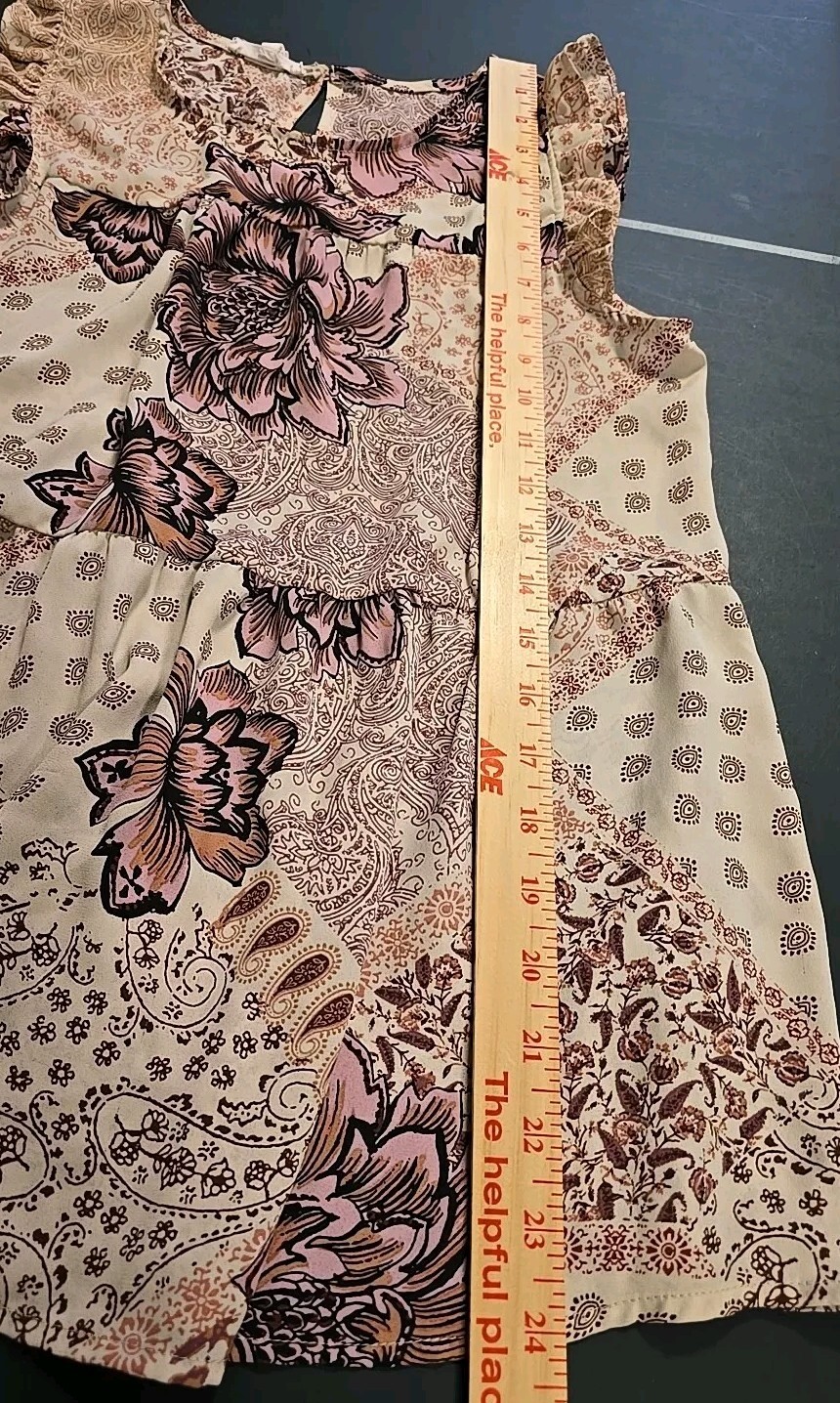 Maurices~Multicolor Patchwork Floral Babydoll Tan… - image 5