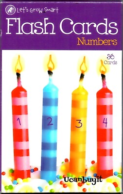 36pk NUMBERS & COUNTING 1-100 Colorful Flash Cards Ages 4+ Grade PreK+ New!