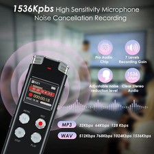 128GB Voice Activated Digital Recorder Audio Playback Speaker Sound Recording