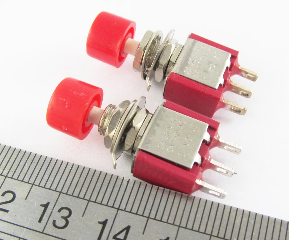 4x Red Momentary SPDT Push Button Normal Open/Close Switch 3Pin 2A 250V/5A 120V - Image 2 of 4