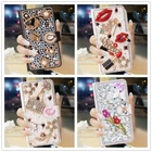 Rose Bling Glitter Leather Rhinestone Wallet Women Case Card Diamond Phone Cover