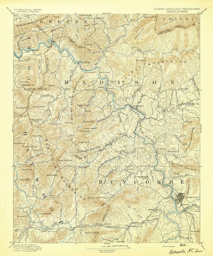 1894 Topo Map of Asheville North Carolina Quadrangle