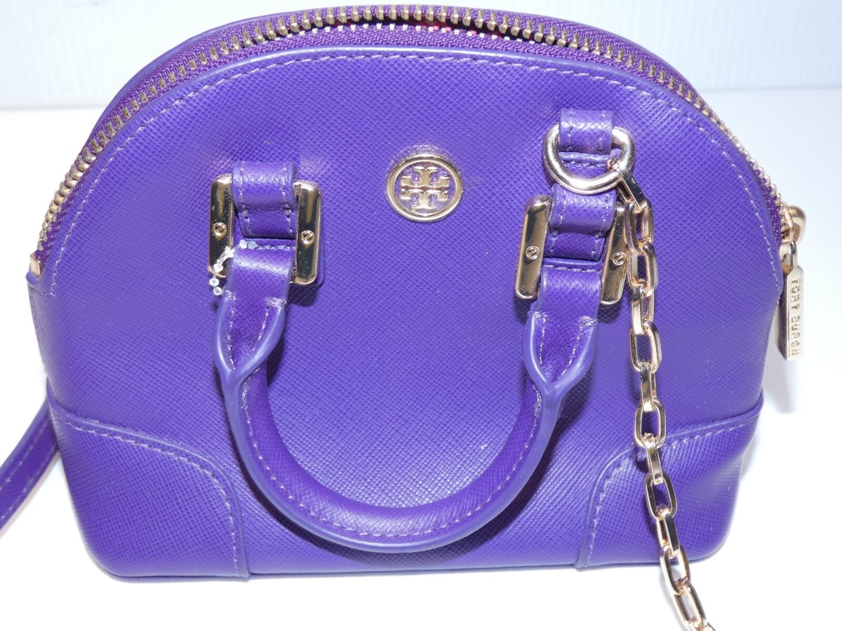 Tory Burch Mini Crossbody Purse, Purple Leather, Gold Tone | eBay