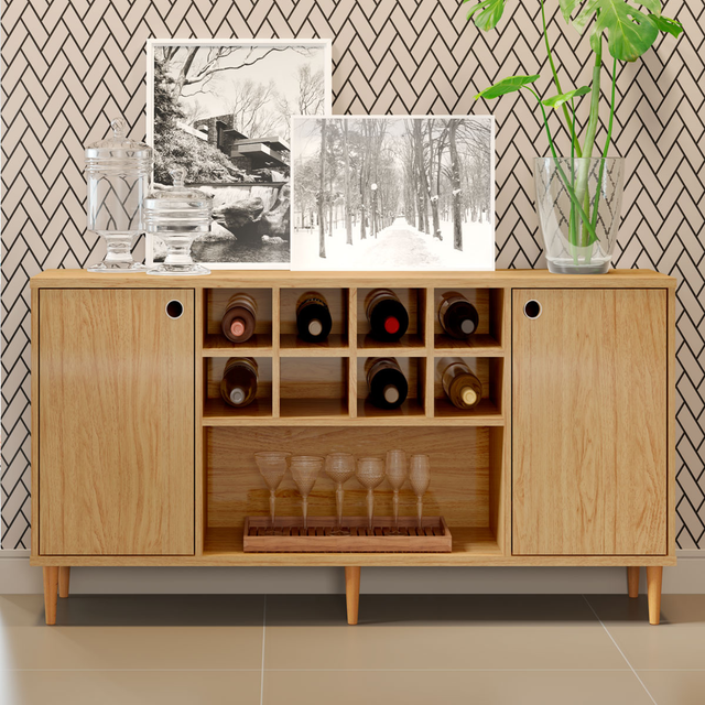 Sideboard Buffet Cabinet Wine Storage Rack 2 Drawers Sliding Doors Dining Server For Sale Online Ebay