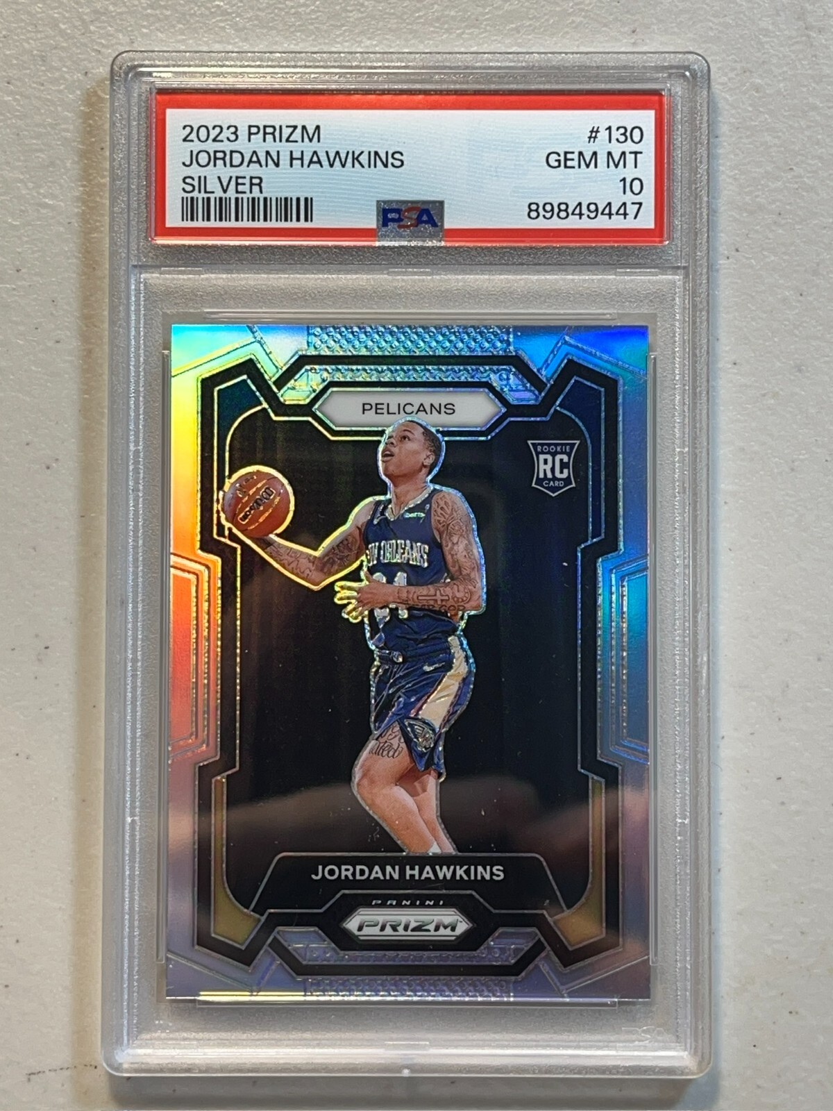 Jordan Hawkins PSA 10 2023-24 Panini Prizm Silver Prizms Rookie RC #130 Gem Mint