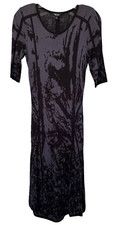 Simply Vera VERAWANG Women's Graphic Knit Midi Dress 3/4 Sleeve 100%Rayon Size S