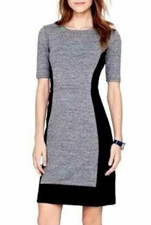 J.Crew Factory Colorblock Ponte Stretch Sheath Short Dress Gray Black 6 S A9687