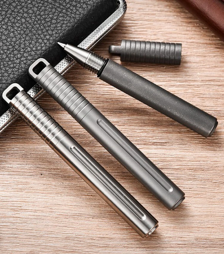 EDC Titanium Alloy Keychain Ballpoint Pen Outdoor Mini Portable Signature Tools - Image 3 of 4