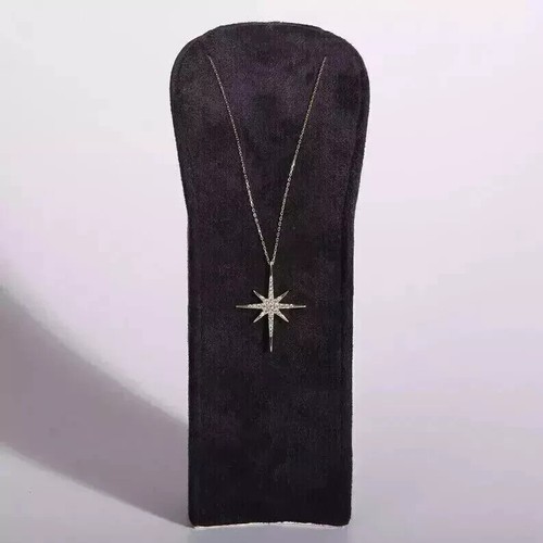 1 kt runder echter Moissanit Nordstern Anhänger 14k Gelbgold plattiert kostenlose Kette - Bild 3 von 6