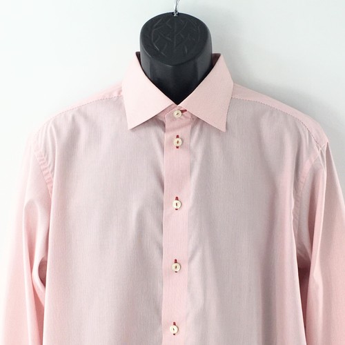 Camicia abito Eton con bottoni colletto rosa cotone taglia 17,5/44 - Foto 2 di 10