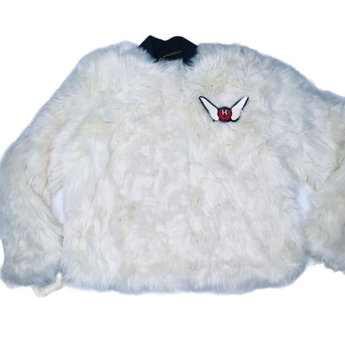 Tommy Hilfiger x Gigi Hadid Cream Off-White Faux Fur Bomber Jacket