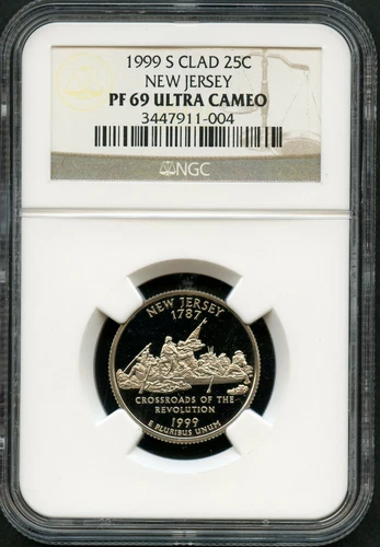 1999-S Clad USA New Jersey State Quarter Proof Coin NGC PF 69 Ultra Cameo 25C