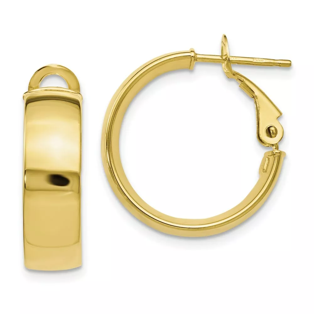 Real 10K Yellow Gold Polished Hoop Earrings Women Men eBay