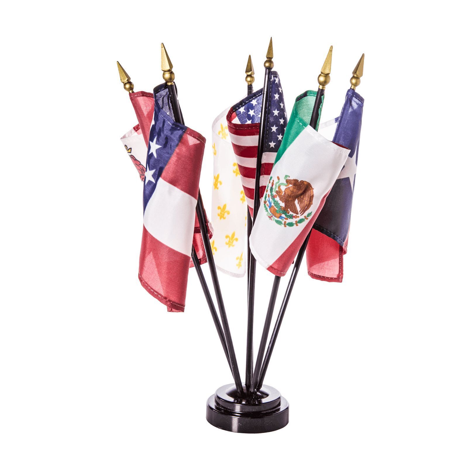 Historical Texas 6 Flags Miniature Flag Japan's largest assortment Base Black Limited price With Desk Set