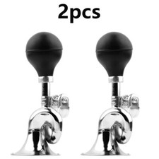 2X Retro Rubber Squeeze Bulb Metal Air Horn Hooter Bell Bugle For Bicycle Bike