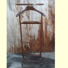 Valet Butler Stand Clothes Suit and Tie Rack Stand Change-Tray on Wheels Vintage