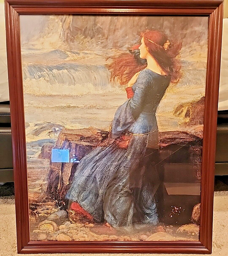Miranda-The Tempest Framed Painting Portrait Format 33 X 27 John W. Waterhouse - Picture 2 of 7