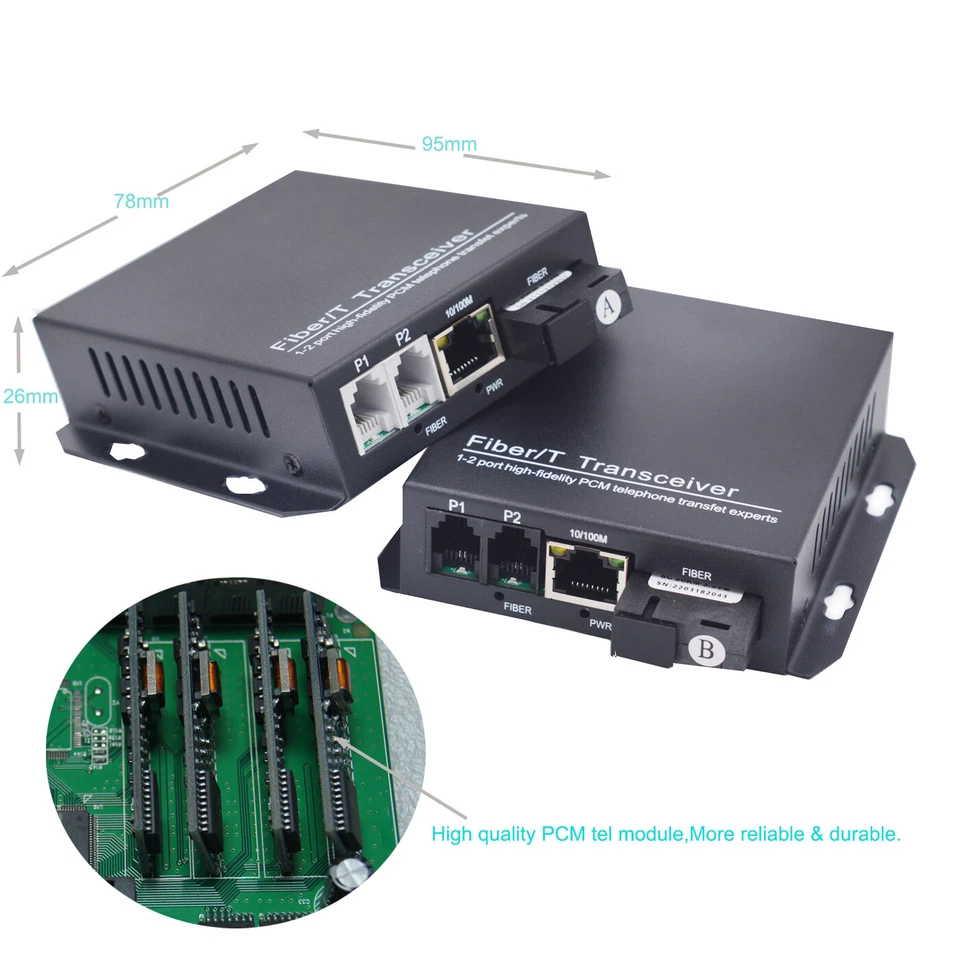 POST RJ11 Telephone Landline + RJ45 Fast Ethernet over Fiber Optic Extender Kit - Image 4 of 4