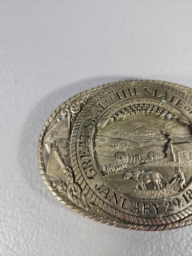 Vintage Tony Lama STATE OF Kansas Solid Brass Belt Buckle State Series - Picture 3 of 6
