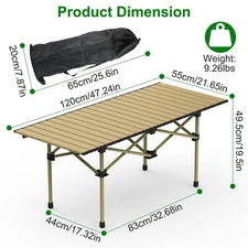 Indoor Outdoor Folding Table Portable Picnic Camping Furniture Roll-up Tabletop