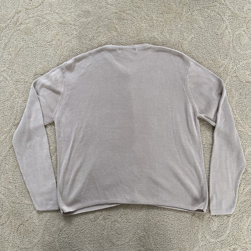 Vintage Stephanie Andrews Cardigan Sweater Oatmeal Taupe Beige 100% Silk Size L - Picture 4 of 7