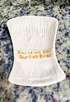 Ceramic Bread Plate Give Us This Day Our Daily Bread Wheat Shaped Plate