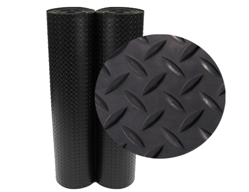 Gym Floor Mats, Diamond Plate Rubber Home Cover Roll Garage Golf Cart Truck Bed