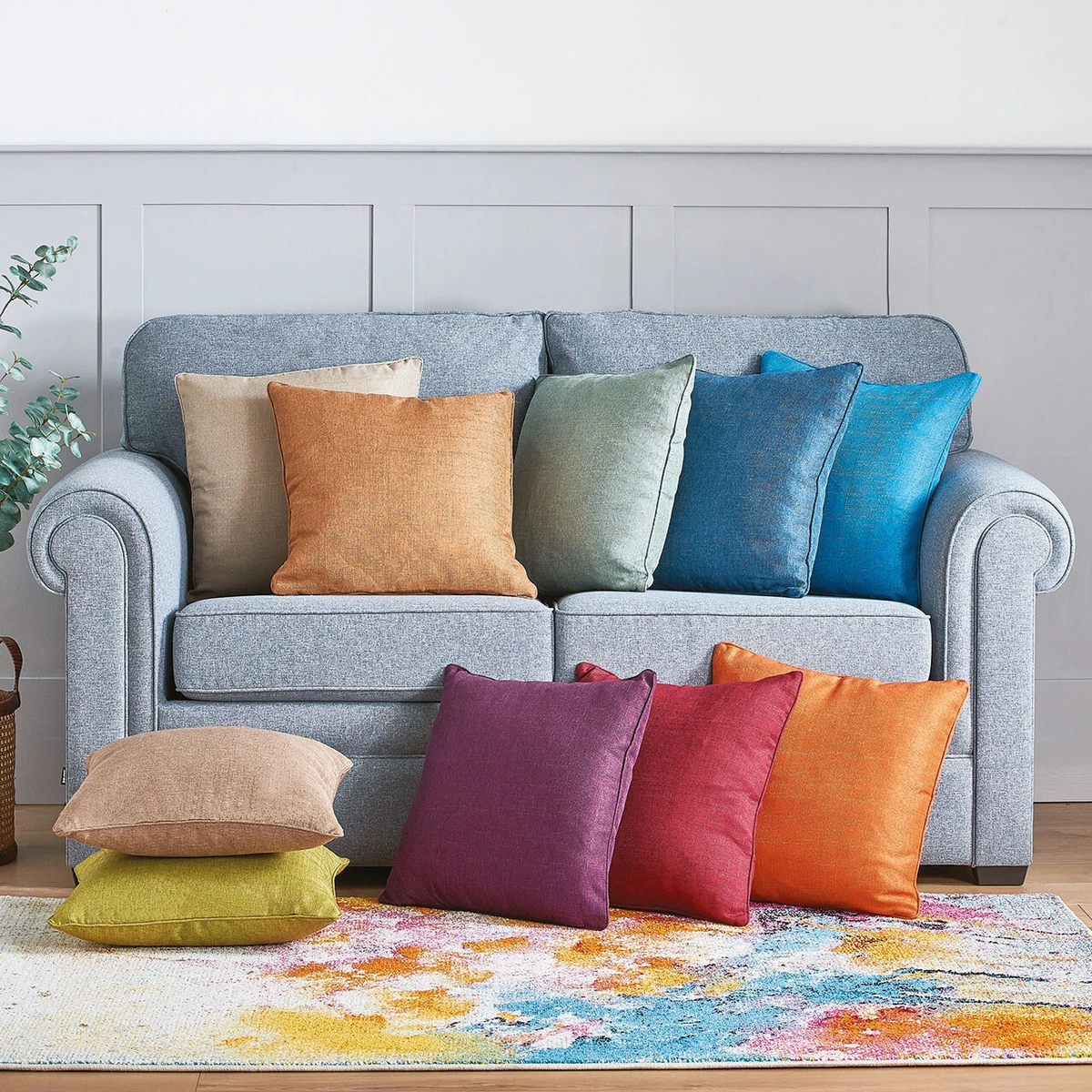 Set of 2 Textured Cushions with Inserts Seat Chair Sofa Pillows in