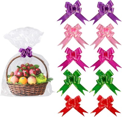 20 Pack 30 * 44inches Easter Basket Bags Pull Bow Set 10 Packaging Bags Cello Ce