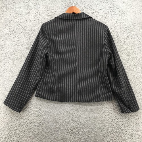 Cabi Cropped Blazer Jacket Womens 12 Black Striped Button Up Notch Lapel Office - Picture 11 of 20