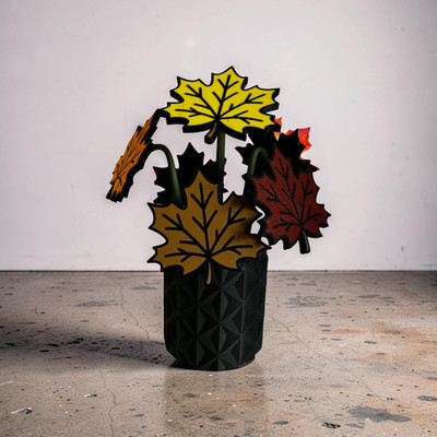 Untersetzer Set Autumn Leaf mit Magnethalter | 6 Blattuntersetzer | Modernes Dekor