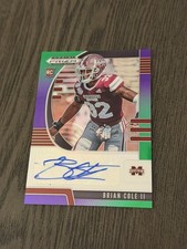 2020 Panini Prizm Draft Picks Rookies Purple & Green Auto /199 BRIAN COLE II RC