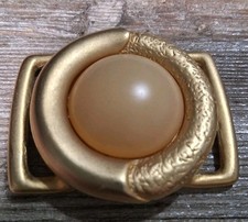 Vtg Ernst Gideon Bek German Centered Faux Pearl Belt Buckle for 1.25" Wide Belt