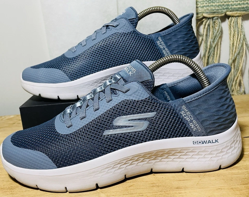 Skechers Go Walk Flex Grand Entry 鞋女式 8 码蓝色一脚蹬运动鞋 124836 — 第 2/4 张图片