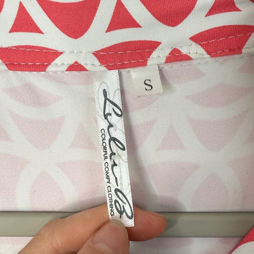 Lulu-B Sleeveless Zip Polo Golf Dress Pink White Geometric Print Size S UPF 50+ - Image 4 of 4