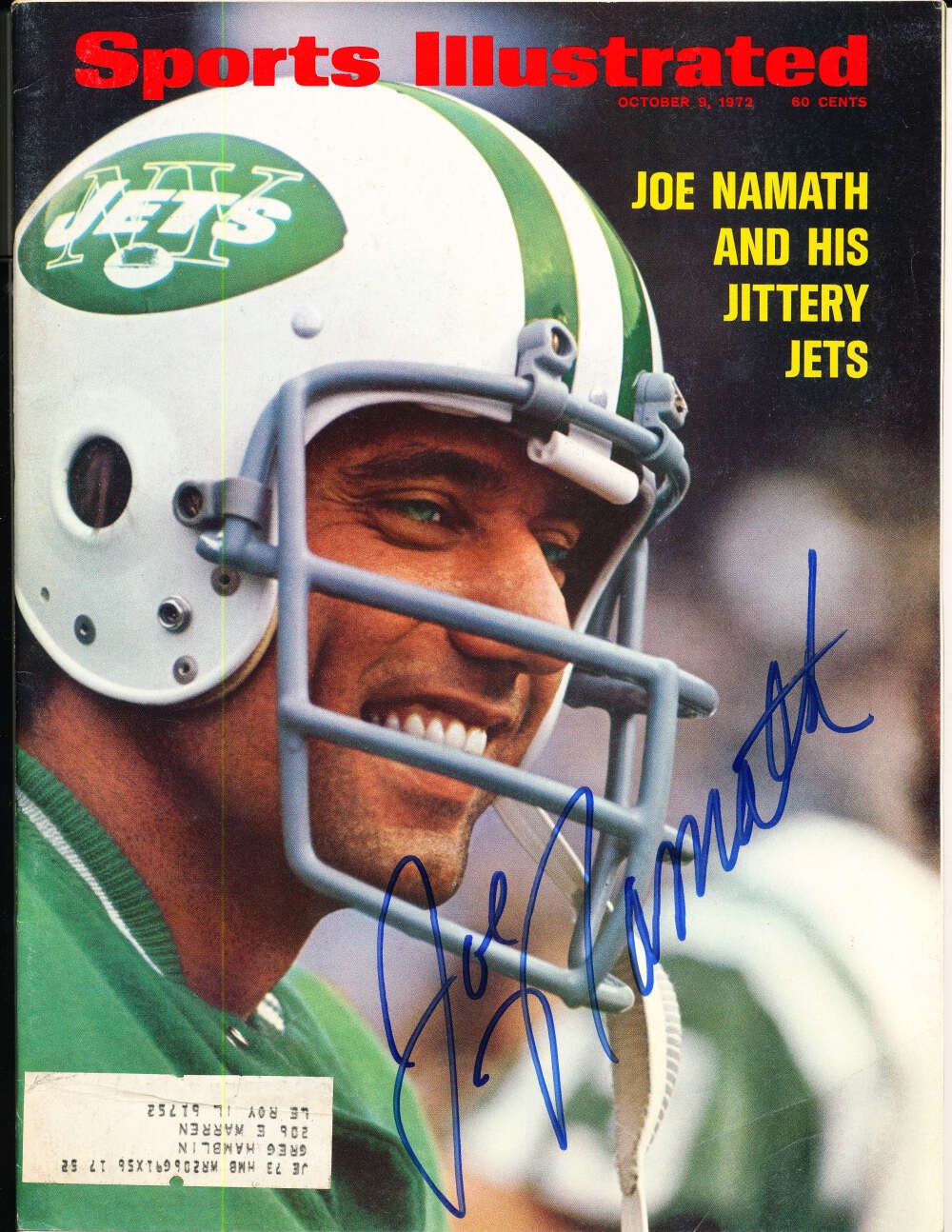 10/9 1972 Joe Namath jets Signed Sports Illustrated nm no label JSA s1 