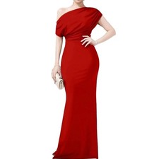 New Summer Women's Elegant Fashion Solid Color Hip Wrap Off Shoulder Dress