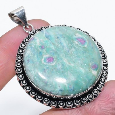 Rubin Fuchsite runde Form Edelstein Anhänger handgefertigt toller Schmuck 2,1...