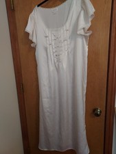 Barbizon Nightgown Size Large  measures L Ivory with embellished ribbon Satin