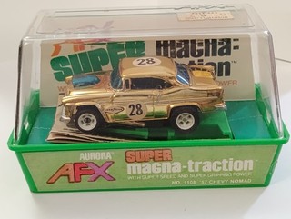 ORIGINAL AURORA Super Magna AFX Gold Chrome 55 Chevy Bel Air W/Box